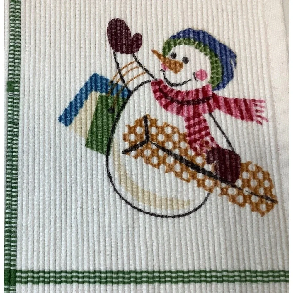 Dillards Trimmings  Woven Snowman Plaid Christmas Holiday Placemats‎ Set of 8
